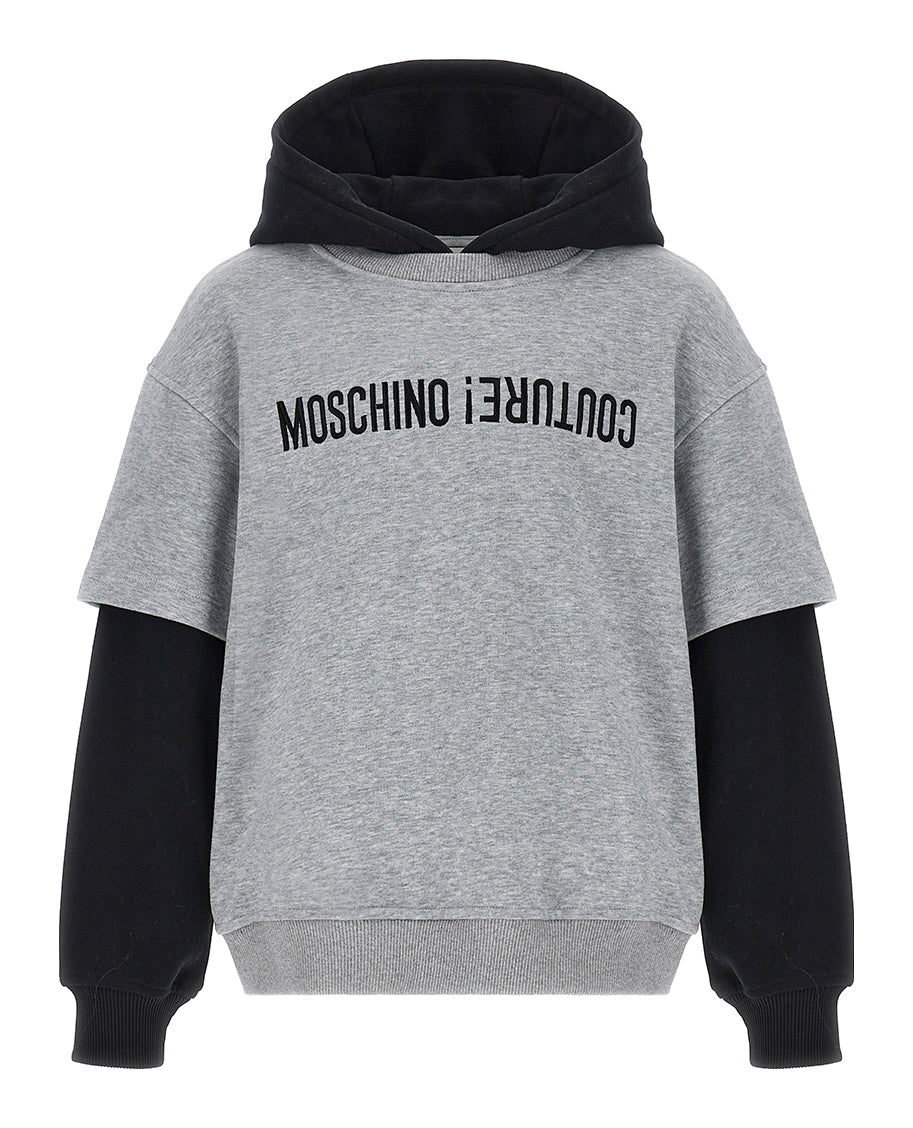 MOSCHINO FELPA CON CAPPUCCIO UPSIDE DOWN LOGO